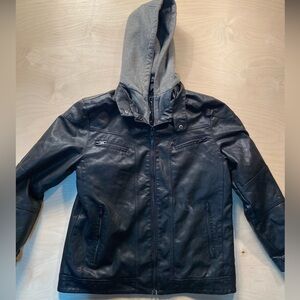 Indigo Star American Vintage Faux Leather Jacket with Hood XL (CH)